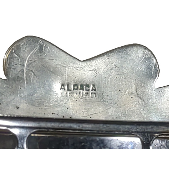 Abalone Shell Hair Barrettes Tension Clip Black Inlay Alpaca Mexico - Picture 4 of 8